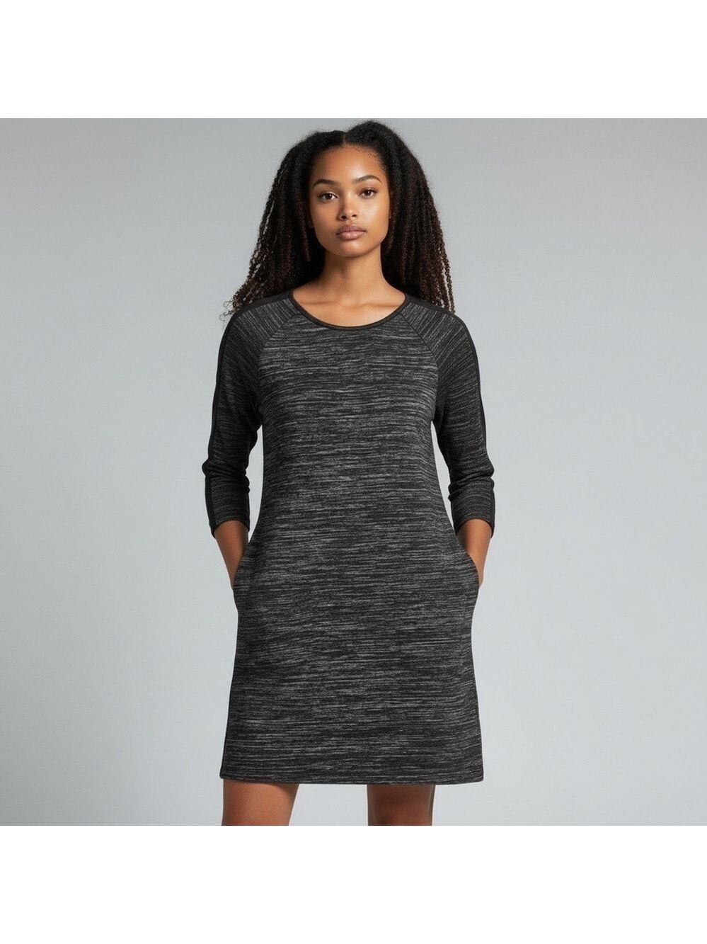 Twik Simons Knit Sweater Dress Size M Black Gray Marled